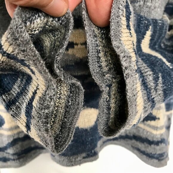 RALPH LAUREN Cotton Southwest Tribal Print Pullover Sweater blues greys cream M - Picture 8 of 14
